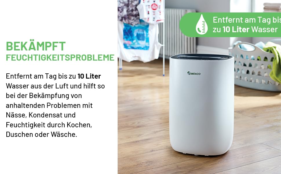 Зволожувач повітря Meaco Ultra Leiser 10L - Електричний зволожувач MeacoDry ABC, 10 літрів, чорний
