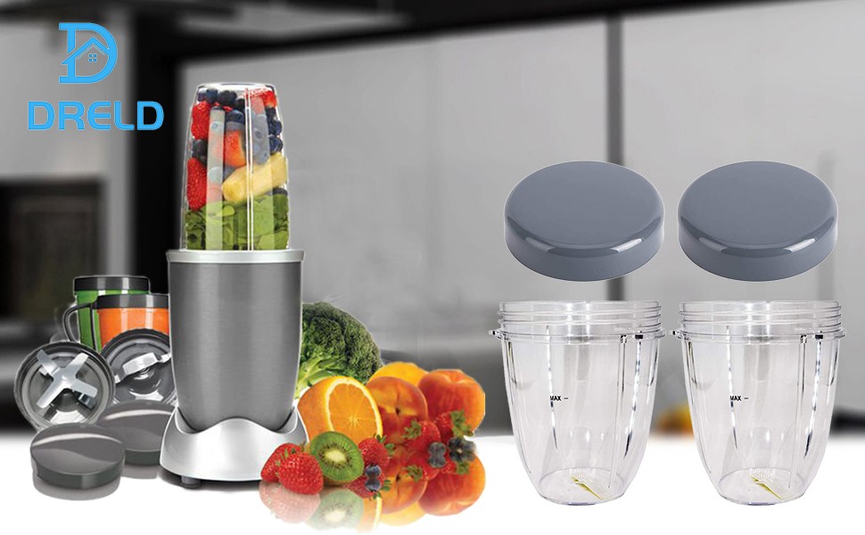 Набір з 2 запасних чаш для Nutribullet 530 мл з кришками, сумісний з блендерами 900W/600W
