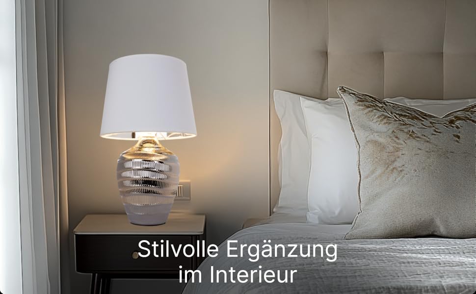 ARTE LAMP Poppy LED лампа настільна з кабелем – Хром/Біла настільна лампа з абажуром з білого текстилю для вітальні та спальні (Хром)