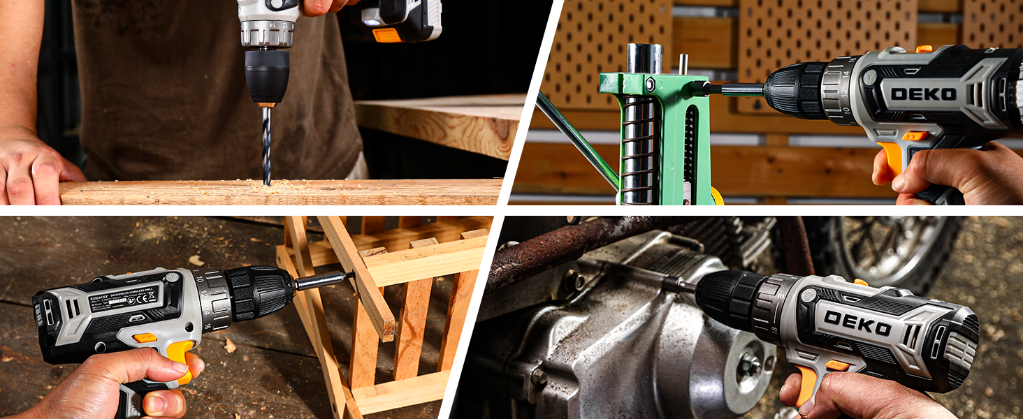 Акумуляторний шуруповерт DEKOPRO 20V 40 Nm: комплект з 2 акумуляторами, LED, 18+1 момент, для дому та DIY, сірий