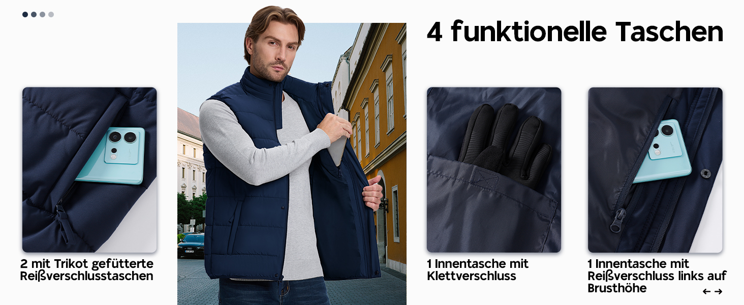 Чоловіча степкова жилетка 33000ft - тепла спортивна жилетка для туризму, гольфу, їзди на конях та активного відпочинку. Водовідштовхуюча жилетка з 4 кишенями. Колір: темно-синій, розмір S