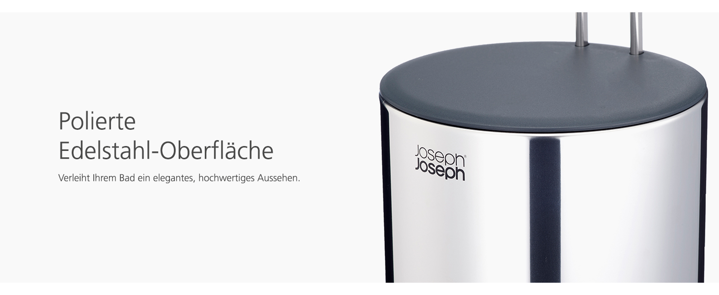 Підлоговий тримач для туалетного паперу Joseph Joseph EasyStore Luxe 2 в 1, преміум нержавіюча сталь, відсік для 4 рулонів, мінімалістичний дизайн