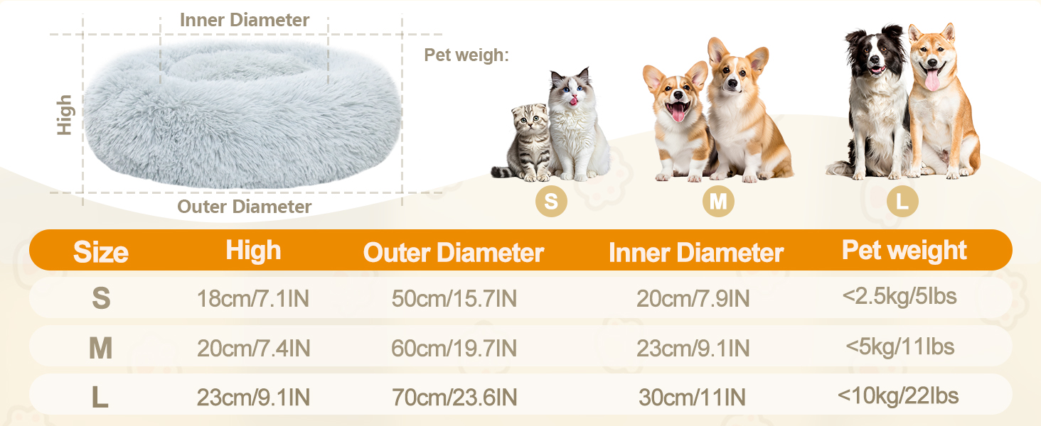 Килимок для котів DONWEI, м'який, у вигляді подушки-пончика, 50 см, сірий, для собак та котів