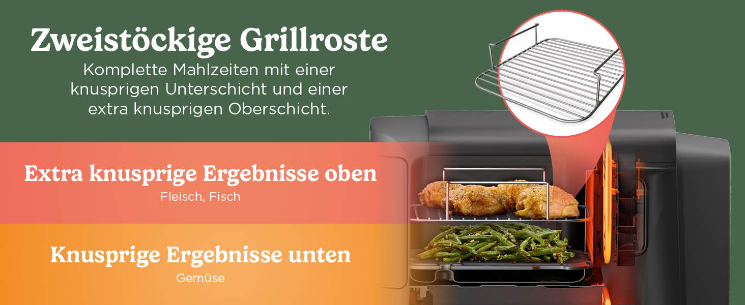 Фритюрниця повітряна Ninja Double Stack XL 9.5L з цифровим термометром, сіра SL451EU