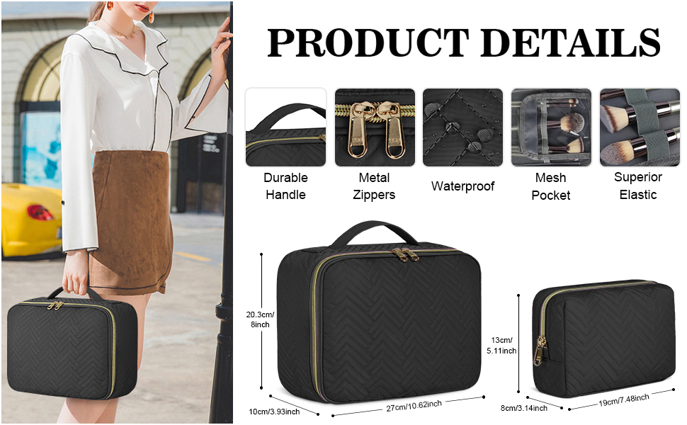 Косметичка-органайзер для косметики та аксесуарів IGOLUMON, 2 шт., чорна, для подорожей