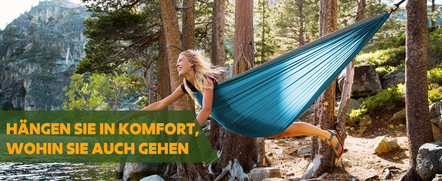 Гаммак для кемпінгу NATUREFUN Ultraleicht | 300 кг, 300x200 см, дихаючий, швидковисихаючий, нейлон | 2 карабіни, 2 петлі | Зелений, для відпочинку на природі