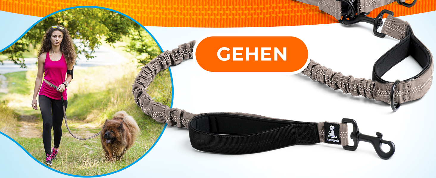 Спортивна повідка на талію для собак SparklyPets - Безпечна повідка для прогулянок для середніх та великих порід - Комплект з тримачем для телефону, змінним контейнером для відходів тварин, кишенькою для ласощів та тримачем для пляшки