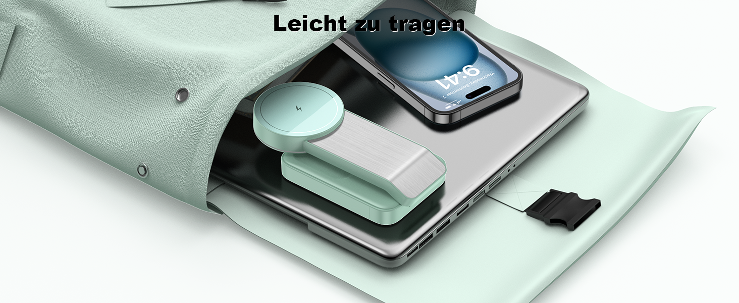 3-в-1 Станція Бездротової Зарядки з Індукцією для iPhone, Apple Watch та AirPods (Білий/Зелений)