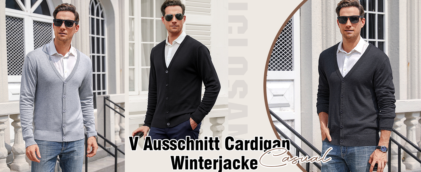 Чоловічий кардиган iClosam з V-подібним вирізом: легкий, стильний, чорний, розмір M