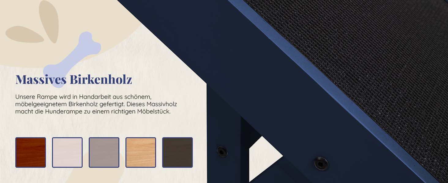 Рампа для собак Hunderampe - регульована, 18-53 см, для ліжка/дивану, з берези, антиковзаюча, чорна (темно-синя)