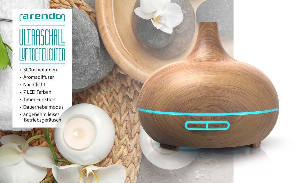 Зволожувач повітря 2,5 л тихий - 7 LED кольорів, 2 режими випуску пари, аромадифузор, для вітальні, дитячої кімнати, спальні - білий