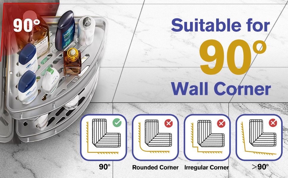 Поличка для душу Hawsam Badregale з алюмінію на 2 рівні, органайзер для шампуню, без свердління (срібло-трикутник)