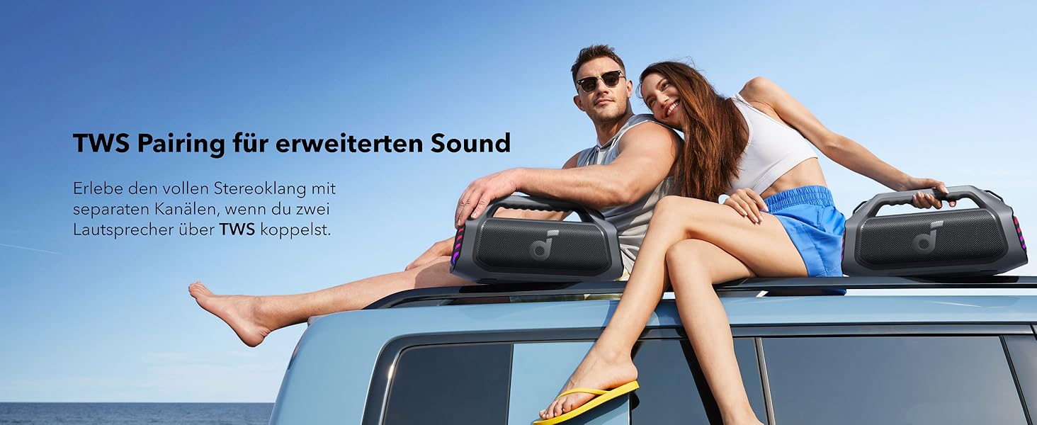 Soundcore Boom 2 Plus: Портативна Bluetooth колонка з RGB-підсвічуванням, 140W, IPX7, Power Bank, чорний