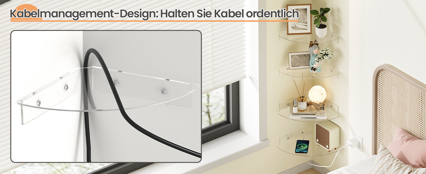 Настінні полиці Upsimples, 4 шт., білі, без свердління, 38x10 см, для ванної, спальні та кухні