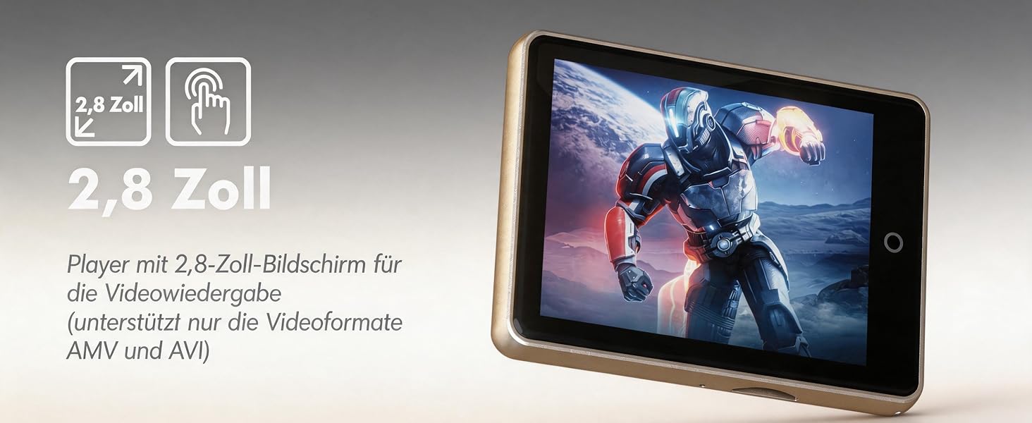 MP3-плеєр 32GB з Bluetooth 5.3 та динаміком, портативний Hi-Fi плеєр для дітей з 2.8-дюймовим сенсорним екраном, FM-радіо та диктофоном, підтримка TF-карт до 128GB (Золотий)