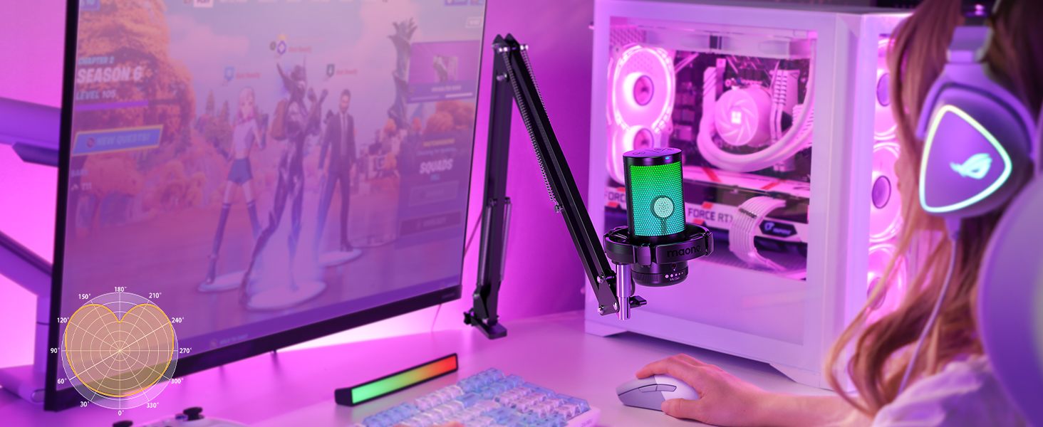 Мікрофон MAONO DGM20S для стрімінгу та запису: USB-мікрофон з шумозаглушенням, моніторингом та регулюванням гучності, для Twitch, YouTube, Discord, PC, Mac, PS5