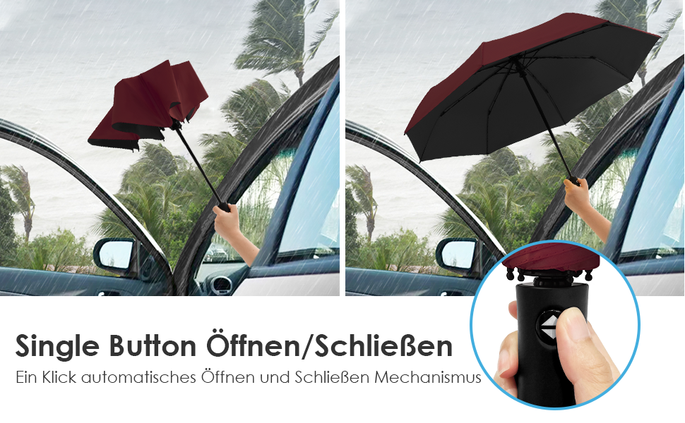 Зонт від сонця та дощу 42/46 дюймів, штормовий, автоматичний, з 8 ребрами для чоловіків та жінок (темно-зелений)