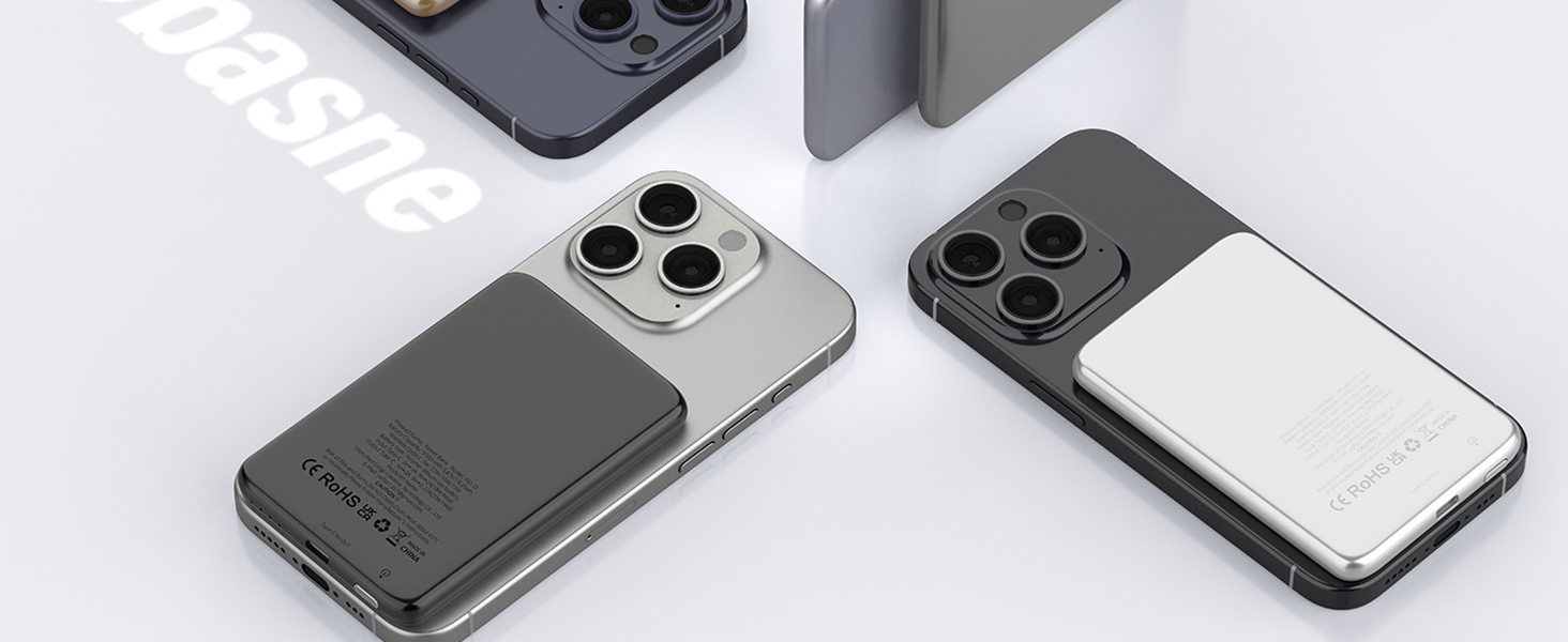 Power Bank MagSafe 5000mAh 20W PD з бездротовою зарядкою, USB-C, для iPhone 16/15/14/13/12, срібний