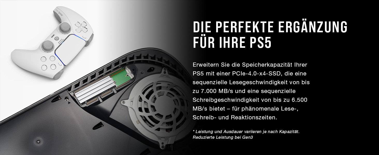 SSD Corsair MP600 Elite 1TB M.2 PCIe Gen4 x4 NVMe з кулером - для PS5 - Швидкість до 7000 МБ/с - Білий