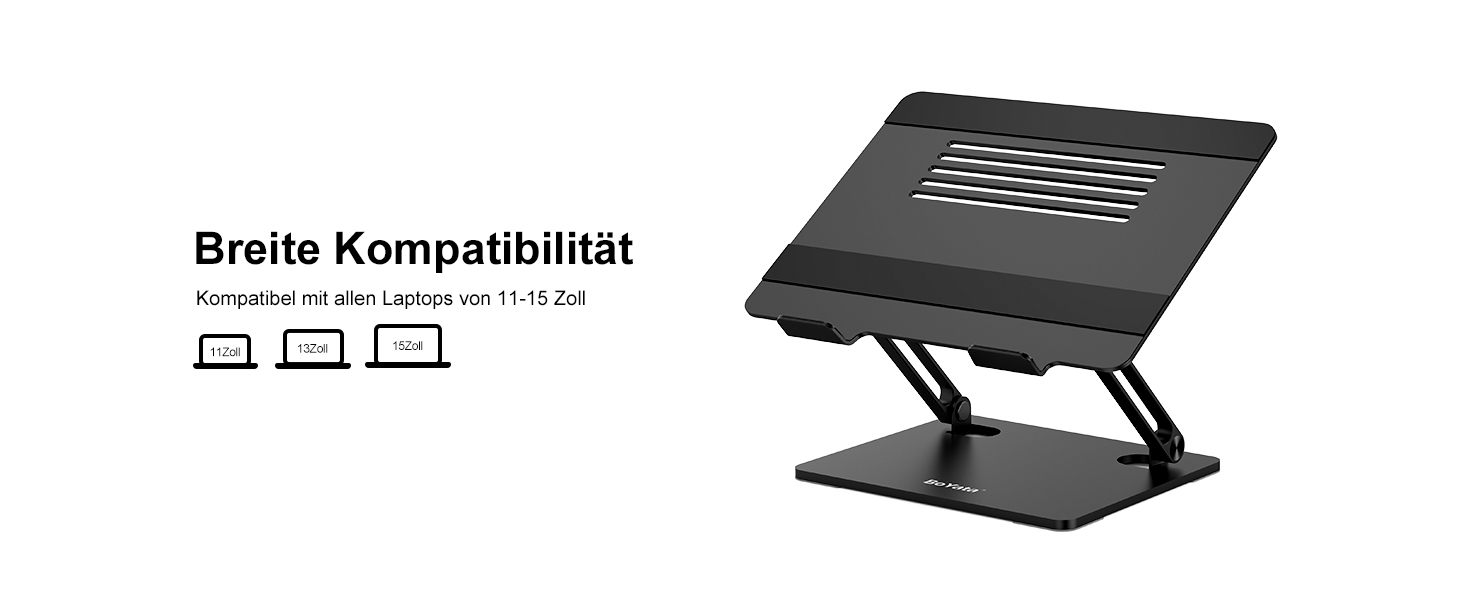 Adjustable Laptop Stand with Cooling Fan - Universal for 11-15 inch Laptops (MacBook Pro/Air, Dell, Samsung, HP) - Black