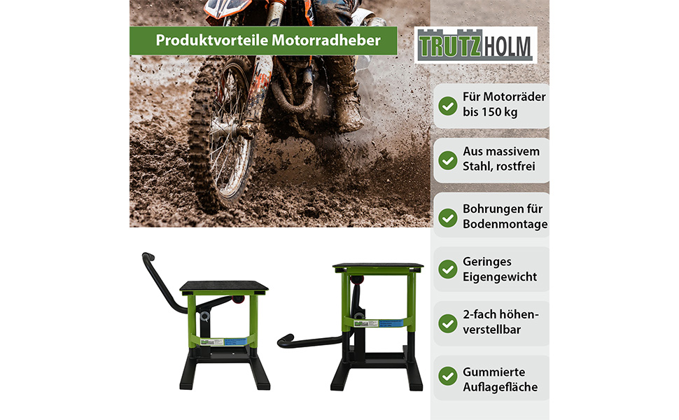Підйомник для мотоцикла TRUTZHOLM, сталь, 320/400 мм, до 150 кг, для кросових і ендуро мотоциклів