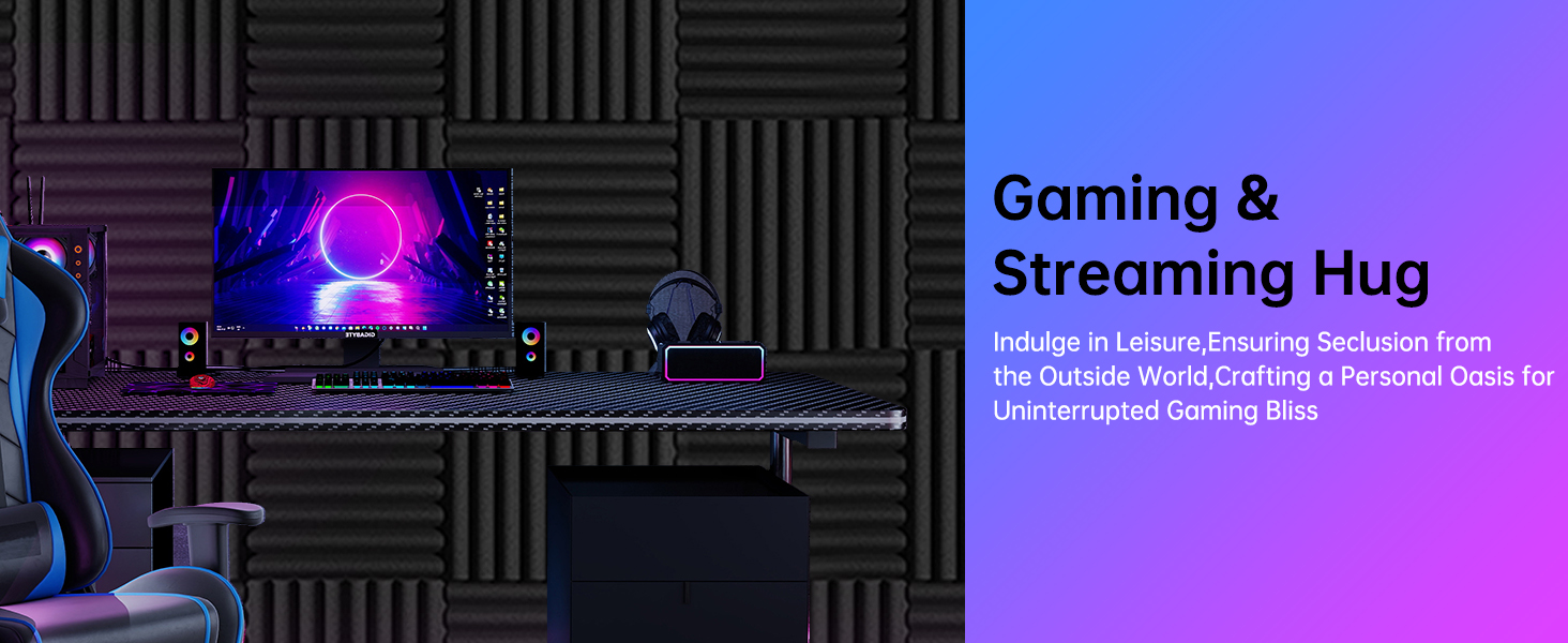 Акустичний поролон JBER, звукопоглинаючі пірамідні панелі для студії, вогнестійкі шумоізоляційні плити (48 шт, 30x30x2.5 см, чорний, без клею)