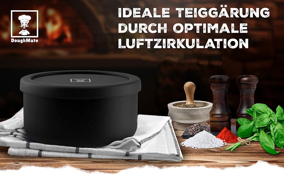 Pizza Ball Box with Lid, Set of 6 - Ideal as a pizza box, dough box, proofing box. Suitable for up to 350g of pizza dough. Non-stick silicone, freezer and dishwasher safe, food grade.