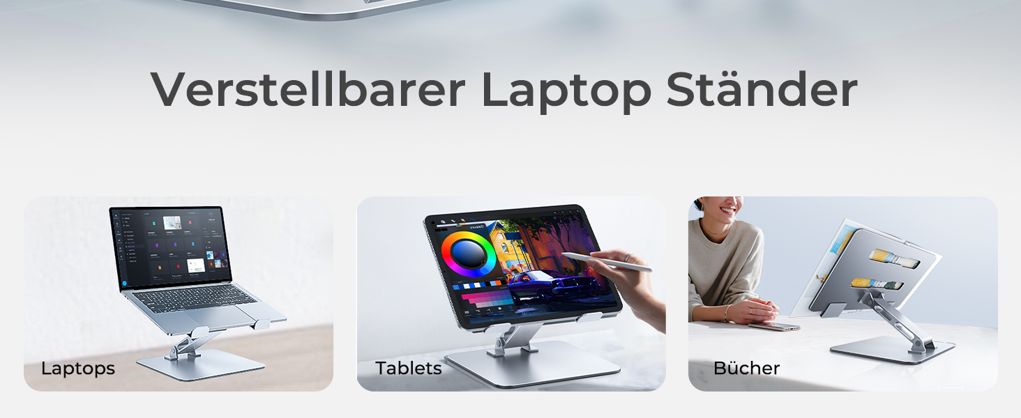 Регульований підставка для ноутбука: ергономічна, складна, з алюмінію, для MacBook Pro, HP (10–16