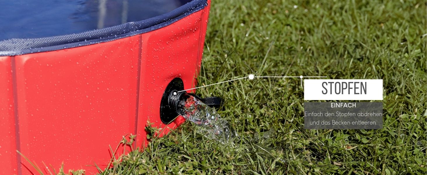 Дитячий надувний басейн Lionto для собак, Ø 80 см, 20 см, антиковзаюче покриття, зливний отвір, без насоса, синьо-червоний, S