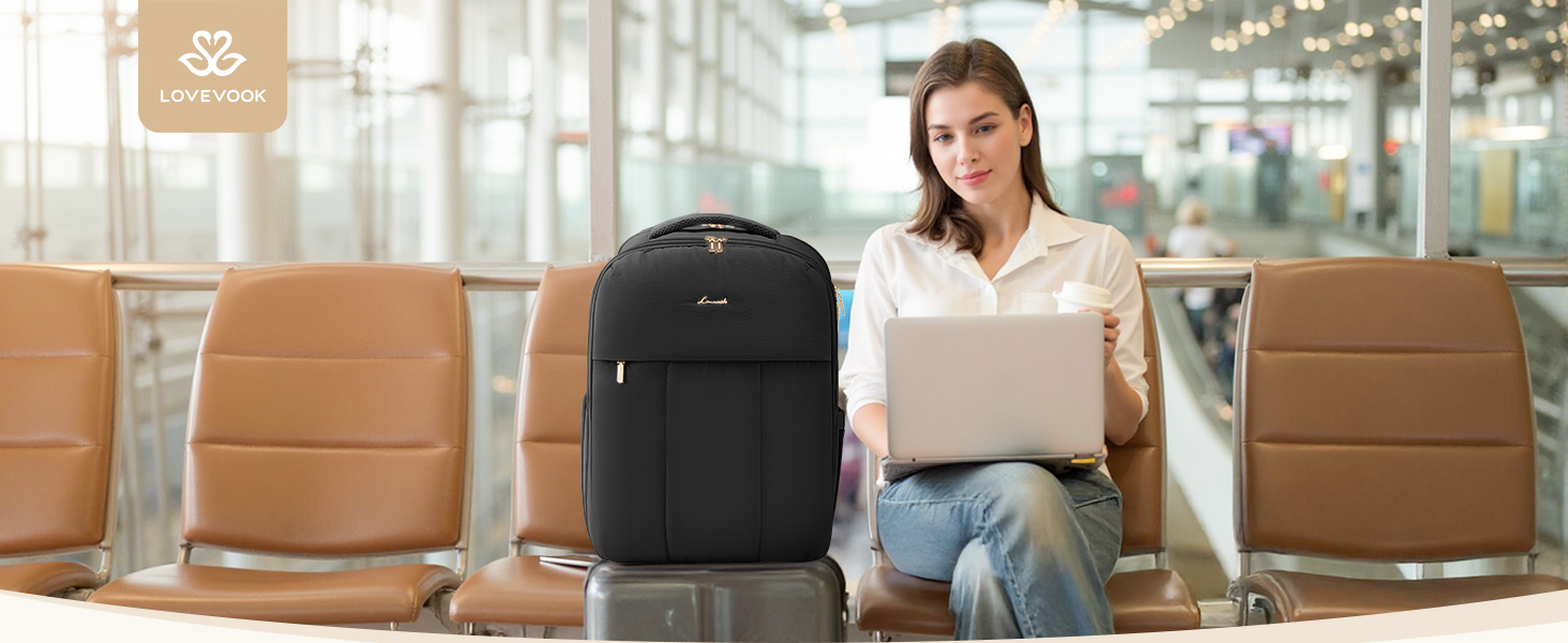 Чорний жіночий рюкзак OVEVOOK для подорожей, 40 л, для ноутбука 17