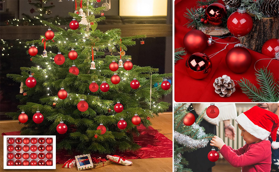 Набір ялинкових прикрас Hengsong - 24 чорні скляні кулі з золотом, 6 см