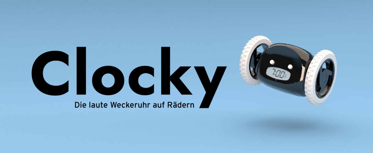 Гучний будильник на колесах CLOCKY для дорослих і підлітків, цифровий, для важко пробуджуваних, смішний, для слабочуючих, тікав та стрибає, подарунок (чорний)