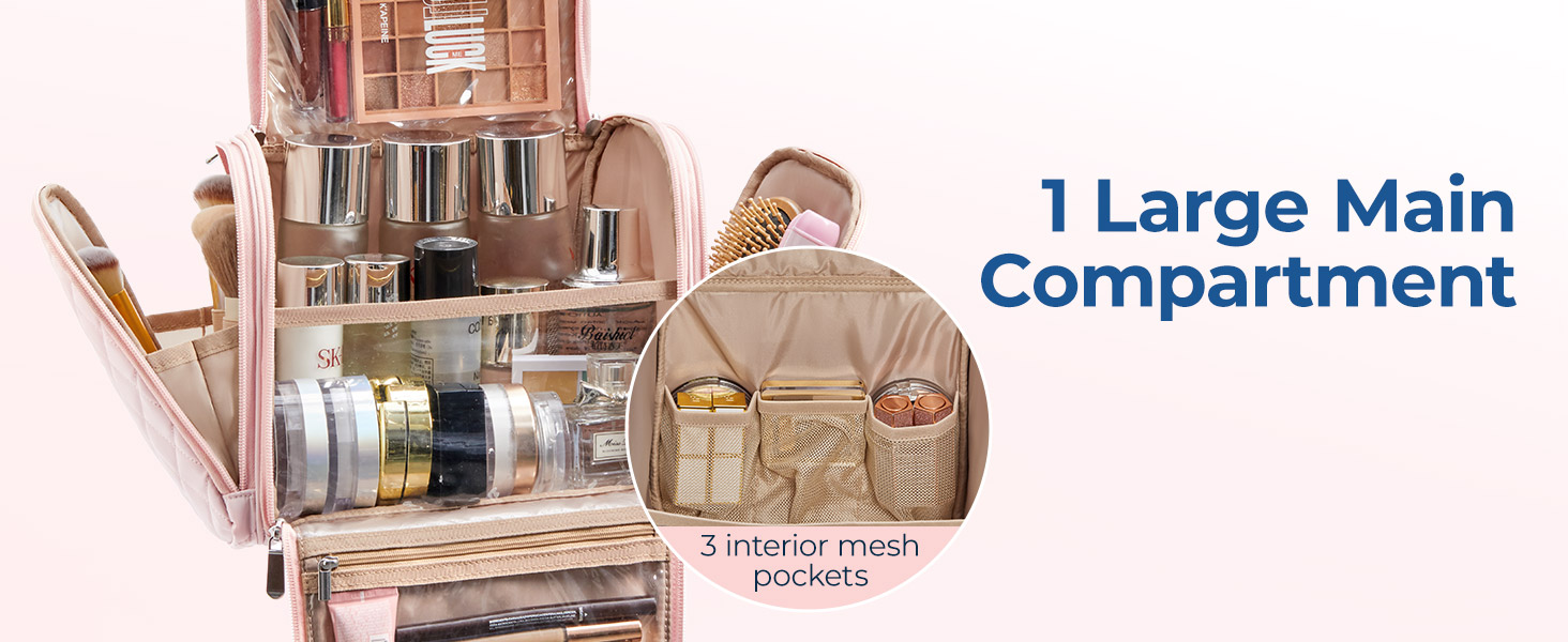 Органайзер для косметики BAGSMART, велика косметичка для жінок, чорний, з петлею для підвішування