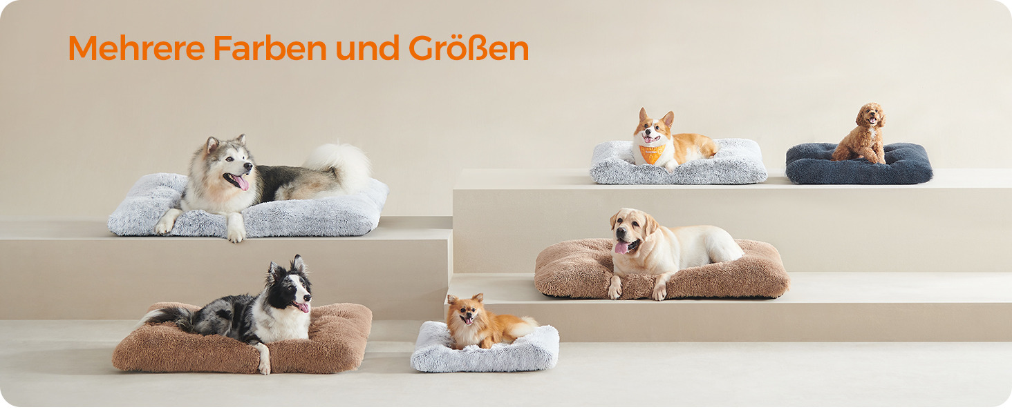 Ліжко для собак Feandrea з м'яким лежаком, плюшеве, 65x45 см, машинне прання, багатофункціональне, Ombré-Grey PGW200G01