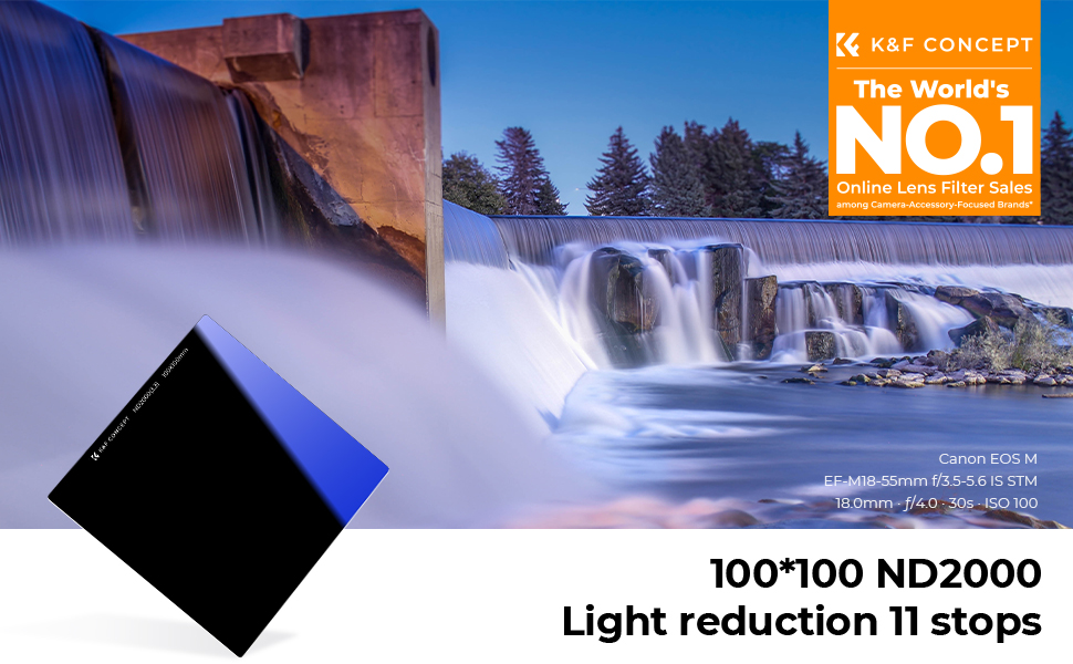 Набір фільтрів K&F Concept Nano-X: квадратний фільтр, фільтротримач, 8 адаптерних кілець (ND2000)
