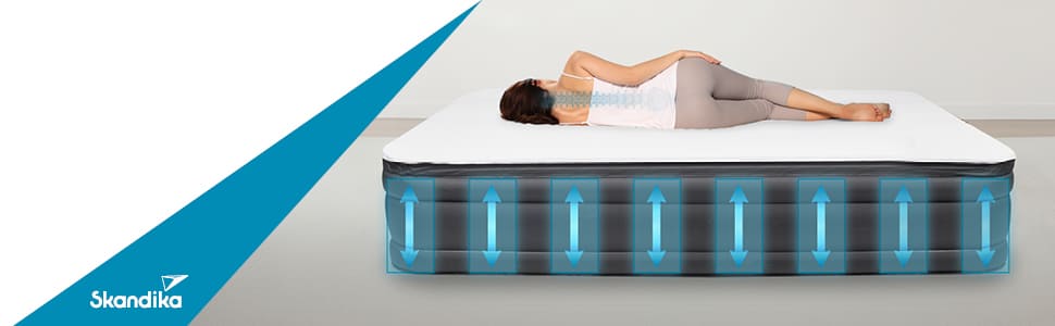 Надувна повітряна матрац Skandika Sveja для кемпінгу (2 особи) з USB-насосом та топером, 204x151x43 см, 300 кг