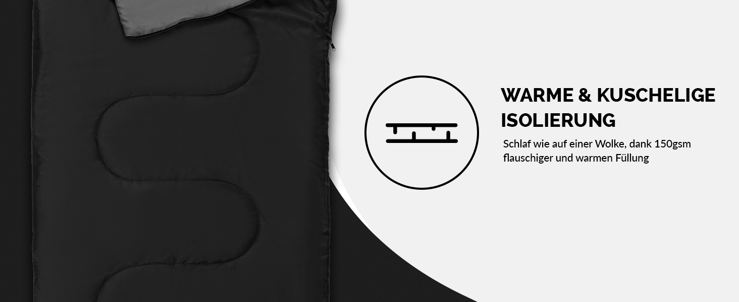 Montaray® Sleeping Bag with Hood -3°C - Outdoor Winter & Summer Sleeping Bag for Men & Women - 3-4 Season, Hut Sleeping Bag (75 x 220 cm)