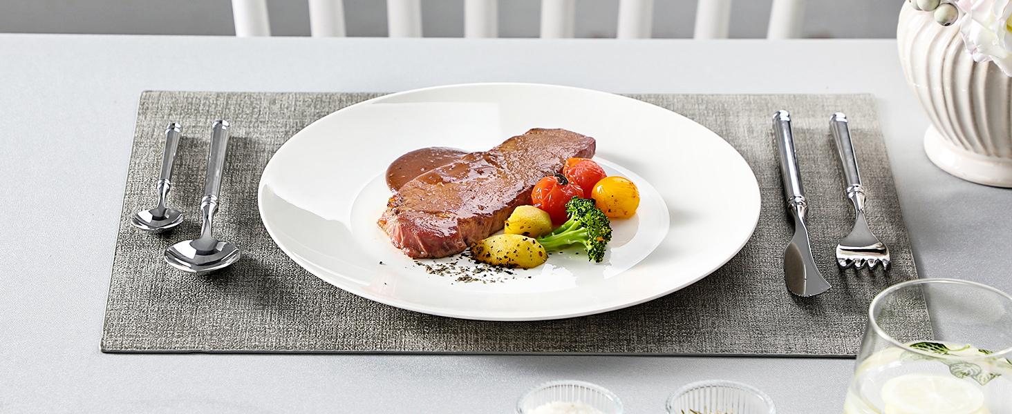 MALACASA Набір посуду 12 предметів для 4 осіб з кісткового фарфору, серія JERA Weiß, кремово-білий, міцний, для миття в посудомийній машині та для мікрохвильовки