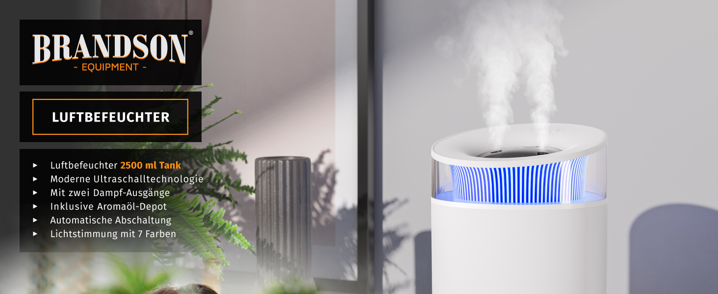 Зволожувач повітря 2,5 л тихий - 7 LED кольорів, 2 режими випуску пари, аромадифузор, для вітальні, дитячої кімнати, спальні - білий