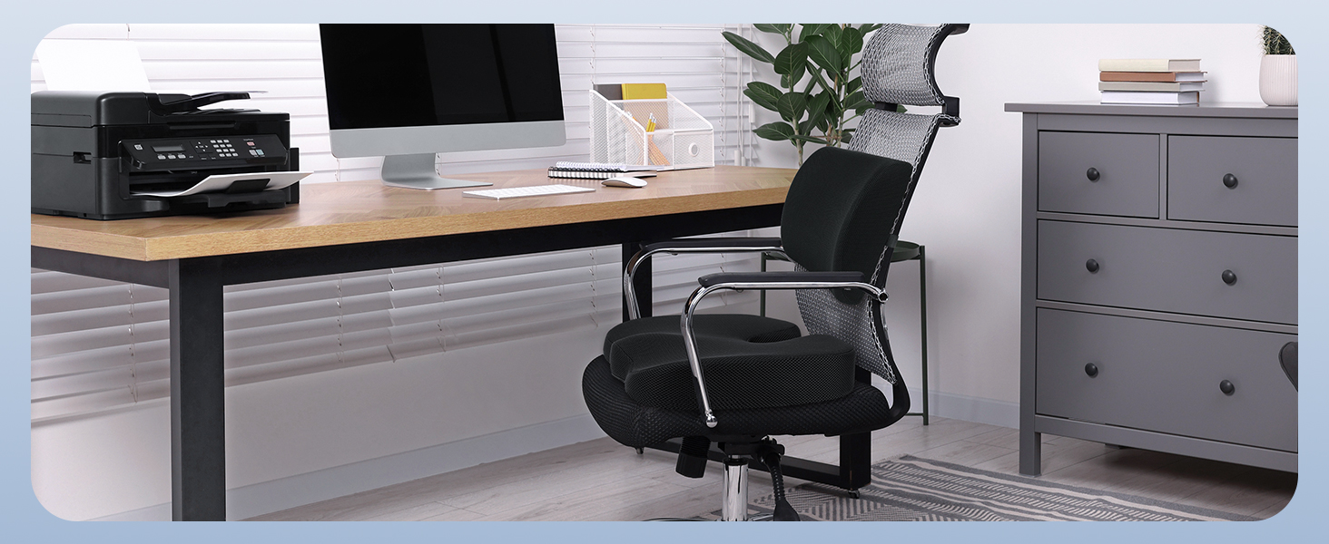 Ортопедична подушка для сидіння Feagar з memory foam, ергономічна подушка для офісного крісла, інвалідного візка, автокрісла, подушка для куприка, чорна (набір, XL (90-150 кг))