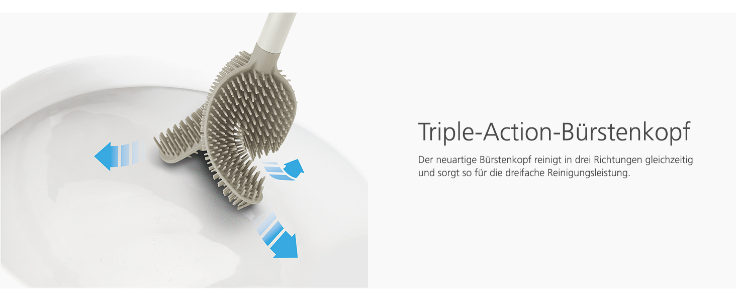 Набір для чищення унітазу Joseph Joseph Hygienic Silikon з тримачем, сірий/білий, Flex 360