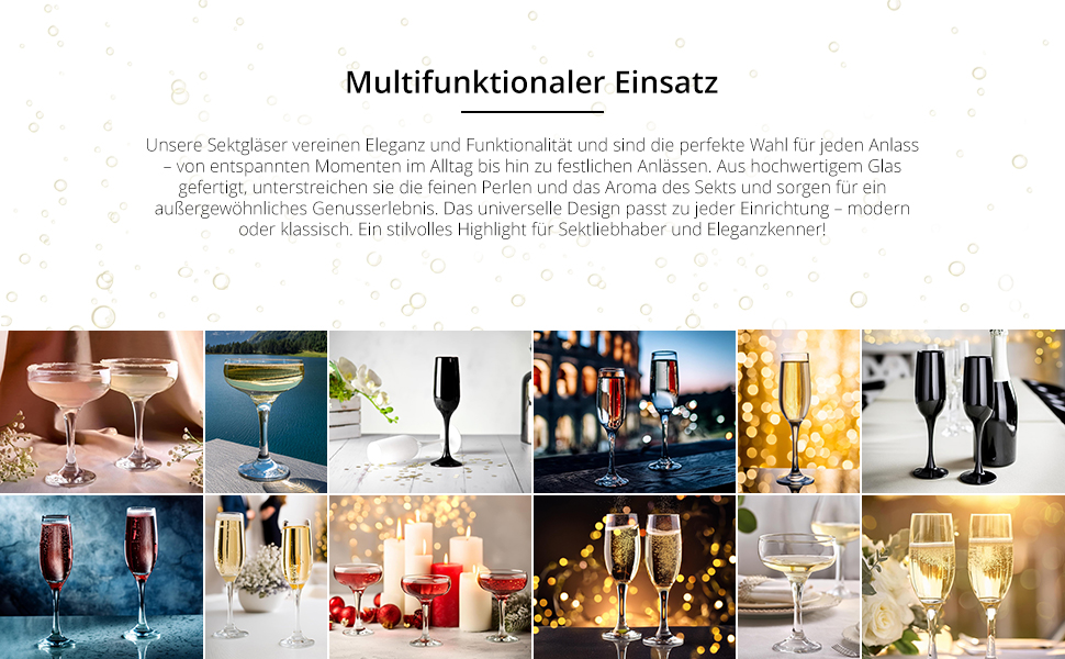 Набір келихів для шампанського, шампанського та просекко Glasmark Krosno, 6 шт., 200 мл, чорний