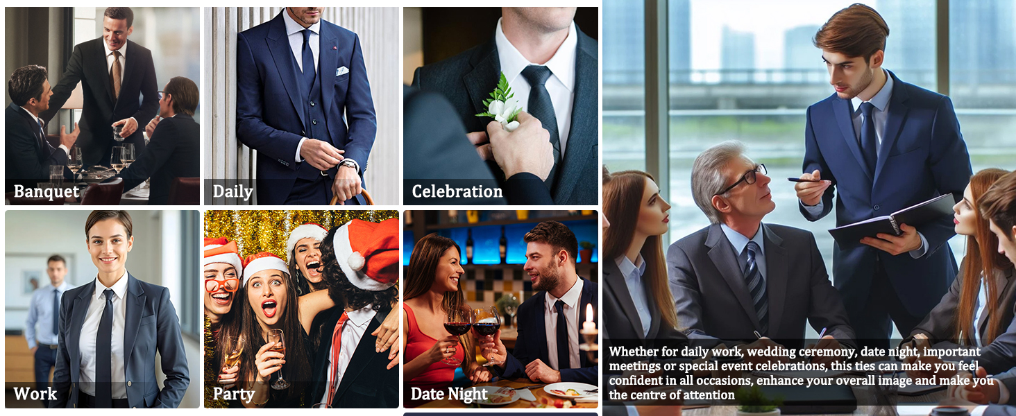 HISDERN Комплект краваток для чоловіків: класична однотонна краватка, нагрудна хустинка та краватки-кліпси. Ідеально для вечірок, весіль та особливих подій. Темно-червоний колір.