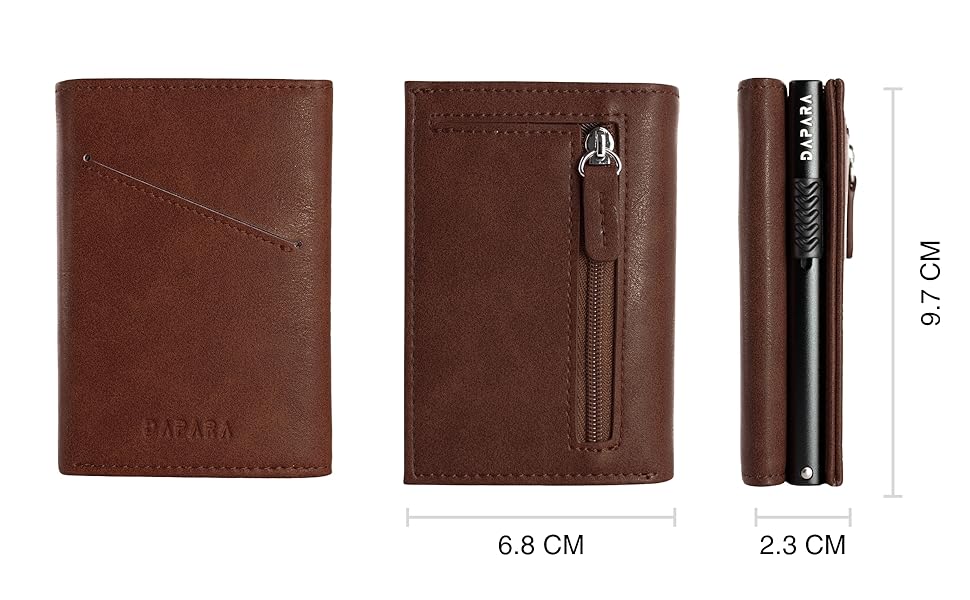 Чоловічий гаманець DAPARA з RFID-захистом | Тонкий гаманець для чоловіків з відділенням для монет | Гаманець-картхолдер на 12 карт | Коричневий гаманець Espresso Mini з натуральної шкіри
