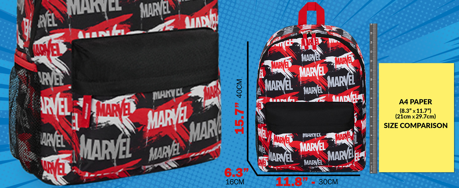 Дитячий рюкзак Marvel Spiderman з героями Marvel: Avengers, Iron Man. Ідеальний для школи, як подарунок. (Червоний/Чорний, 40x30x16 см)