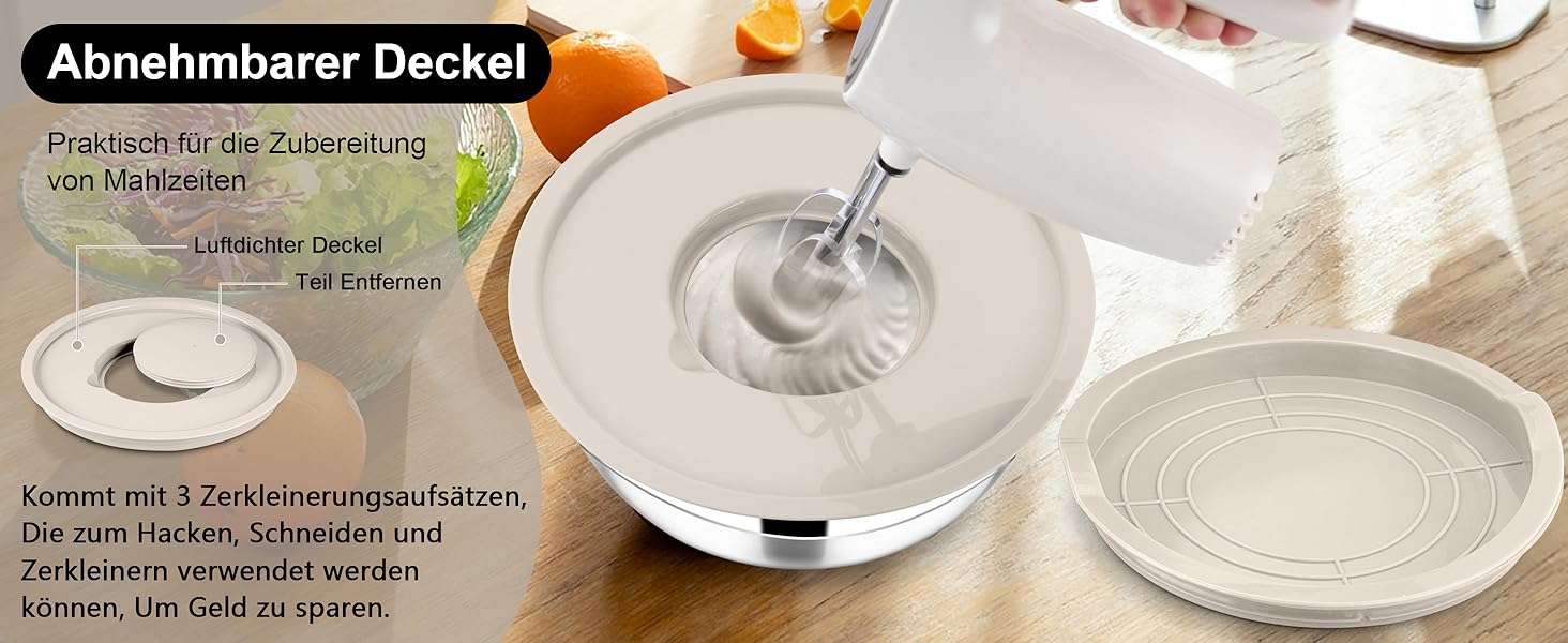 Миска Joyfair 4,5 л з нержавіючої сталі з кришкою, набором терок для приготування, миття в посудомийній машині - Хакі