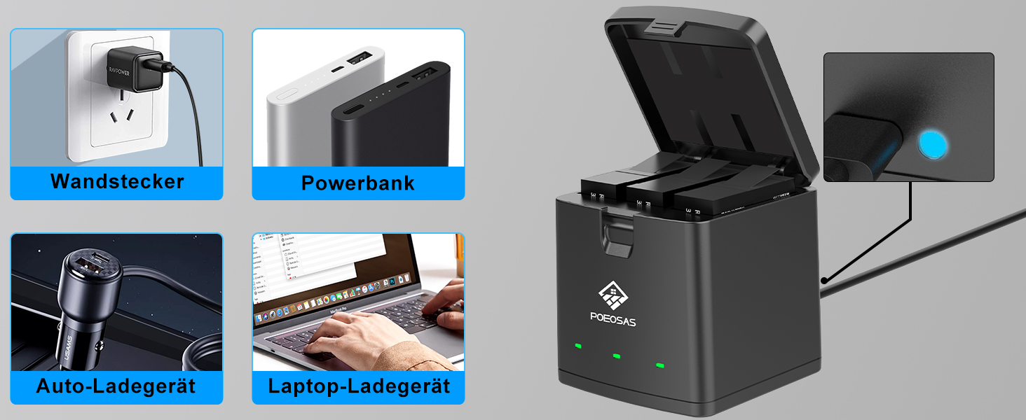Акумулятор для GoPro Hero 13 Black, 2100mAh, 3-Pack з LED USB-C зарядним пристроєм, сумісний з GoPro Hero 13 Enduro