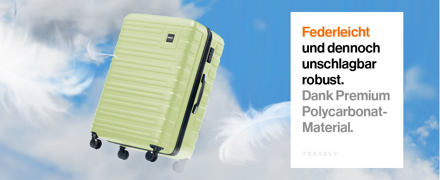 Чемодан туристичний великий 77 см, 100 л, полікарбонат, зелений, з TSA замком