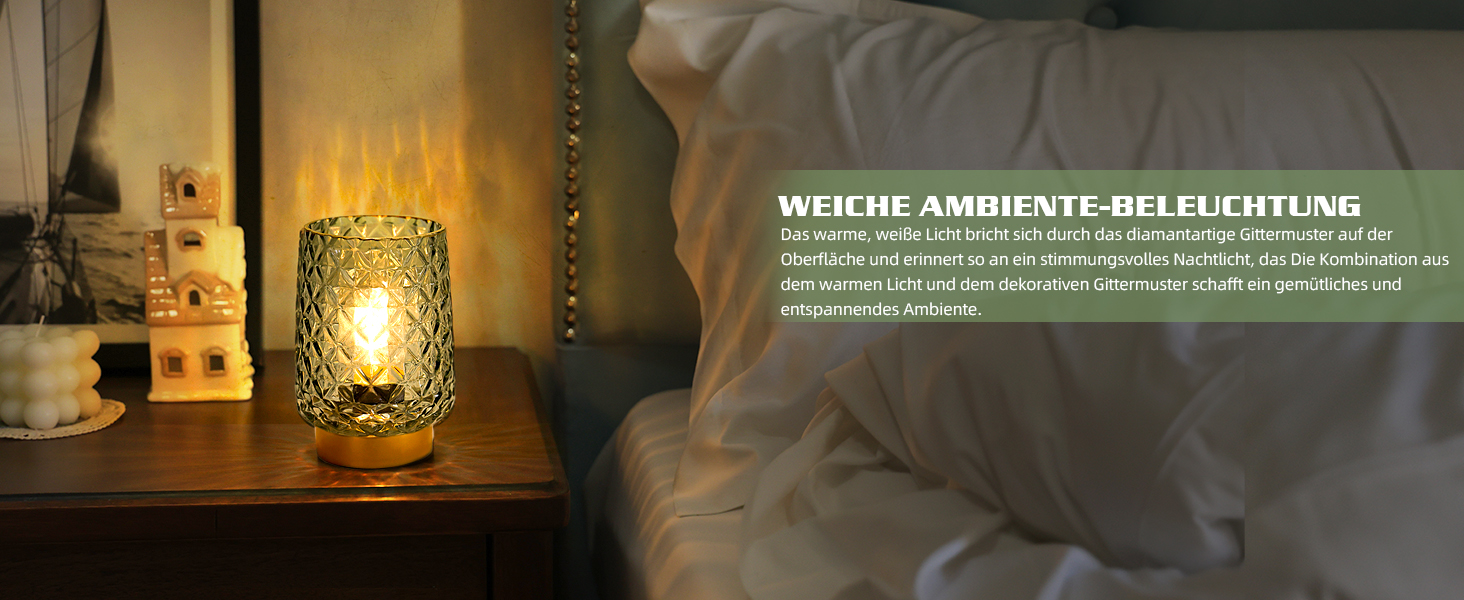 LED настільна лампа MJ PREMIER: акумуляторна, сенсорне керування, регулювання яскравості, скло, USB зарядка, аварійне освітлення (зелена)