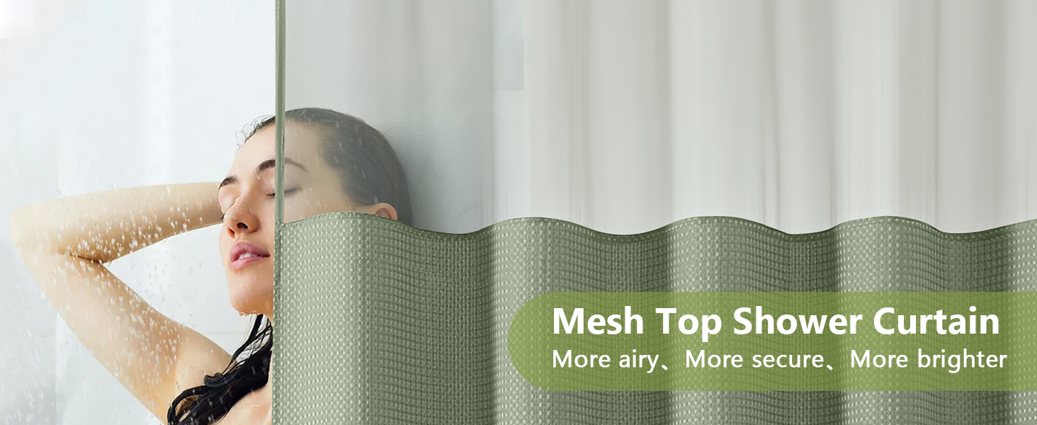 Шторка для душу з тканини Вафле, зелена, 183x183 см, з гачками, водонепроникна, для готелю